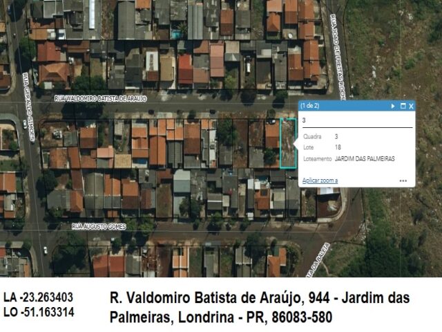 Lote 123 data terras sob n° 18 (dezoito), da quadra n° 03 (tres), medindo a area de 250,00 metros quadrados