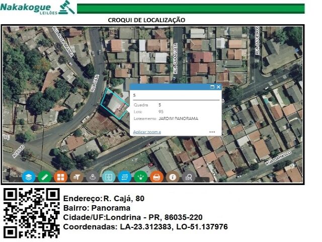 Imagem do imóvel DATA DE TERRAS Nº 95 DA QUADRA Nº 05, MEDINDO A ÁREA DE 295,94M² - RUA CAJA, 80