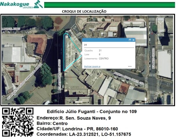 Imagem do imóvel CONJUNTO Nº 109, SITUADO NO 1º ANDAR OU 4º PAVIMENTO DO EDIFÍCIO COMENDADOR JULIO FUGANTI - RUA SENADOR SOUZA NAVES, 9