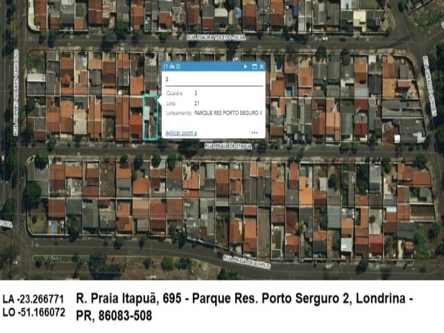 Imagem do imóvel DATA DE TERRAS SOB Nº 21, DA QUADRA Nº 03, COM A ÁREA DE 250,00M² - RUA PRAIA DE ITAPUA, 695