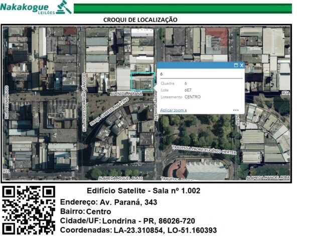 Imagem do imóvel SALA Nº 1.002, SITUADA NO 10º PAVIMENTO DO EDIFÍCIO SATELITE LONDRINA - AVENIDA PARANÁ, 343