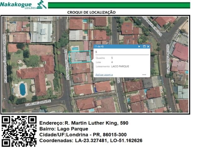Imagem do imóvel DATA Nº 04, DA QUADRA Nº 05, COM 401,77M² - RUA MARTIN LUTHER KING, 590