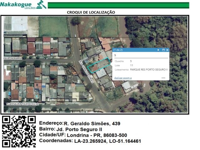Imagem do imóvel LOTE DE TERRAS SOB Nº 11, DA QUADRA Nº 05, COM A ÁREA DE 287,42M² - RUA GERALDO SIMOES, 439