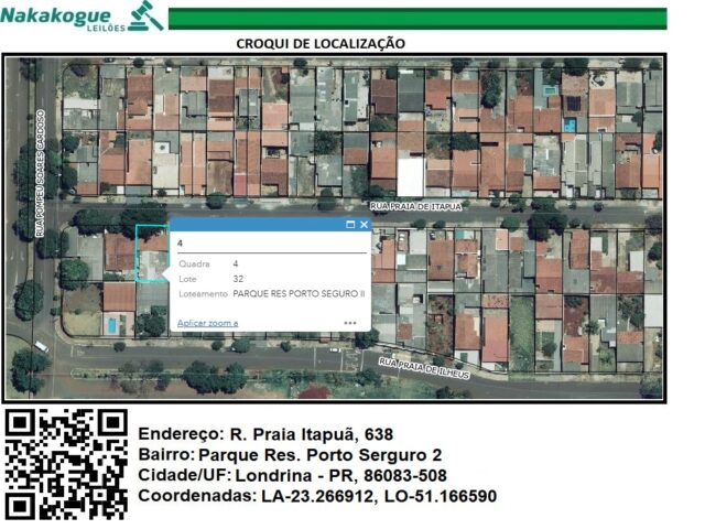 Imagem do imóvel LOTE DE TERRAS SOB Nº 32, DA QUADRA Nº 04, COM A ÁREA DE 255,48M² - RUA PRAIA DE ITAPUA, 638