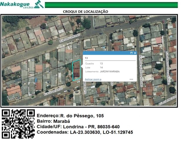 Imagem do imóvel DATA DE TERRAS Nº 14, DA QUADRA Nº 13, COM A ÁREA DE 281,75M² - RUA DO PESSEGO, 105