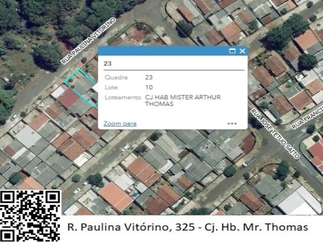 Imagem do imóvel LOTE DE TERRAS SOB Nº 10, DA QUADRA Nº 23, COM A ÁREA DE 203,50M² - RUA PAULINO VITORINO, 325