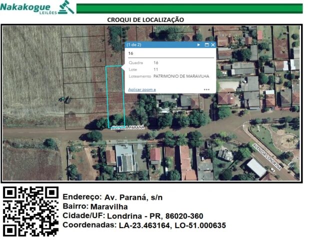 Imagem do imóvel DATA DE TERRAS SOB Nº 11, DA QUADRA Nº 16, COM A ÁREA DE 507,00M² - AVENIDA PARANÁ, S/Nº