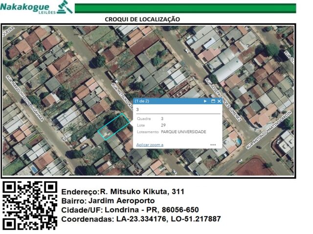 Imagem do imóvel DATA Nº 29, DA QUADRA Nº 03, COM 250,00M² - RUA MITSUKO KIKUTA, 311