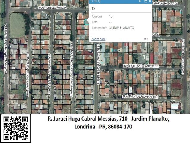 LOTE DE TERRAS SOB Nº 02, DA QUADRA Nº 15, COM A ÁREA DE 200,00M² - RUA JURACY HUGA CABRAL MESSIAS, 710, localizado em Londrina - PR, bairro Jardim Planalto