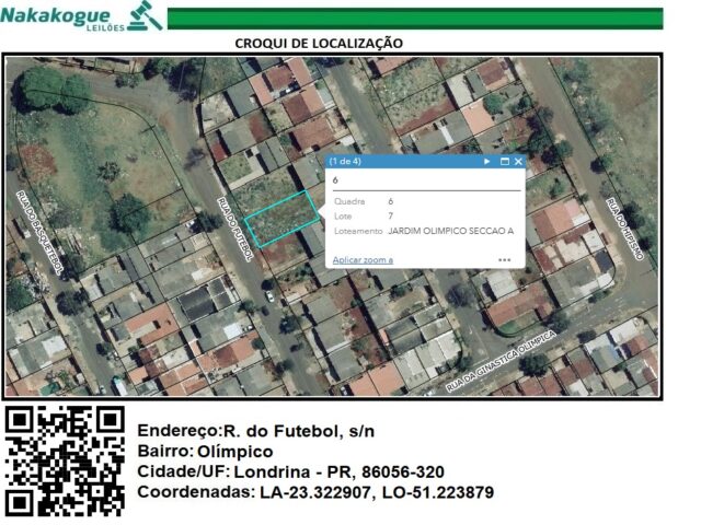 Imagem do imóvel LOTE Nº 07, DA QUADRA Nº 06, COM A ÁREA DE 300,00M² - RUA DO FUTEBOL, S/Nº