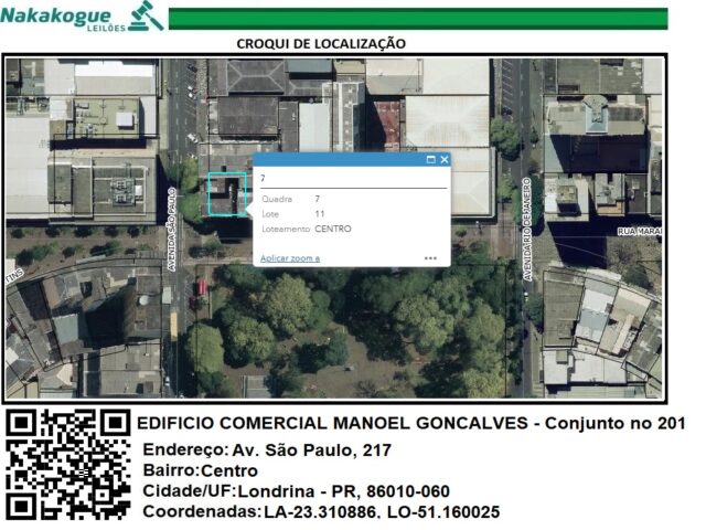 Imagem do imóvel UNIDADE AUTÔNOMA CONSTITUÍDA PELO CONJUNTO Nº 201, SITUADO NO 2º ANDAR OU 5º PAVIMENTO DO EDIFÍCIO COMERCIAL MANOEL GONÇALVES - AVENIDA SÃO PAULO, 217