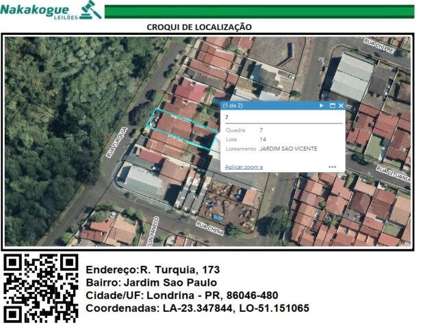 Imagem do imóvel DATA Nº 14, DA QUADRA Nº 07, COM 491,44M² - RUA TURQUIA, 173