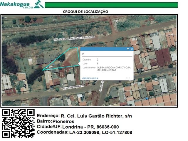 Imagem do imóvel DATA Nº 09, DA QUADRA Nº 02, COM A ÁREA DE 803,83M² - RUA CORONEL LUIZ GASTAO RICHTER, S/Nº