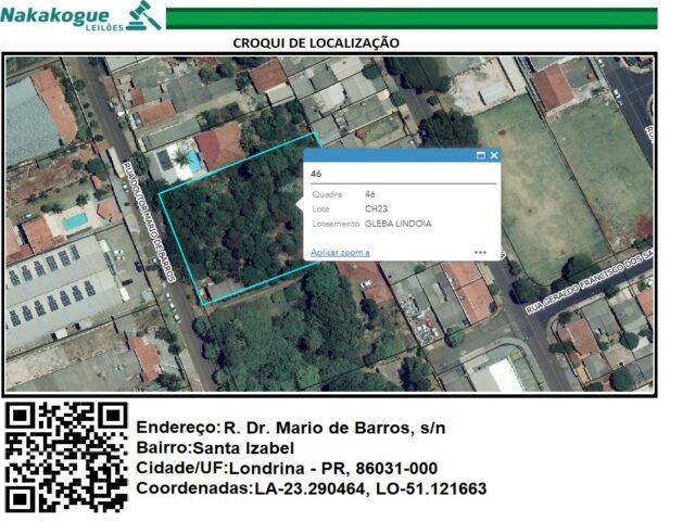 Imagem do imóvel UMA AREA DE TERRAS MEDINDO 3.012,04M² - RUA DR. MARIO DE BARROS, S/Nº
