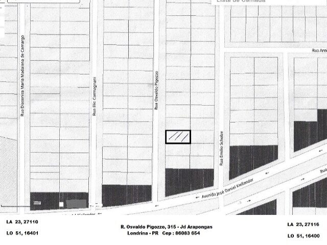Imagem do imóvel LOTE DE TERRAS SOB Nº 20, DA QUADRA Nº 06, COM ÁREA DE 200,00M² - RUA OSVALDO PIGOZZO, 315