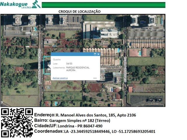 APARTAMENTO N° 2106, TIPO B SITUADO NO 21° PAVIMENTO TIPO DO SOLAR ALTA VISTA - RUA MANOEL ALVES DOS SANTOS, 185, localizado em Londrina - PR