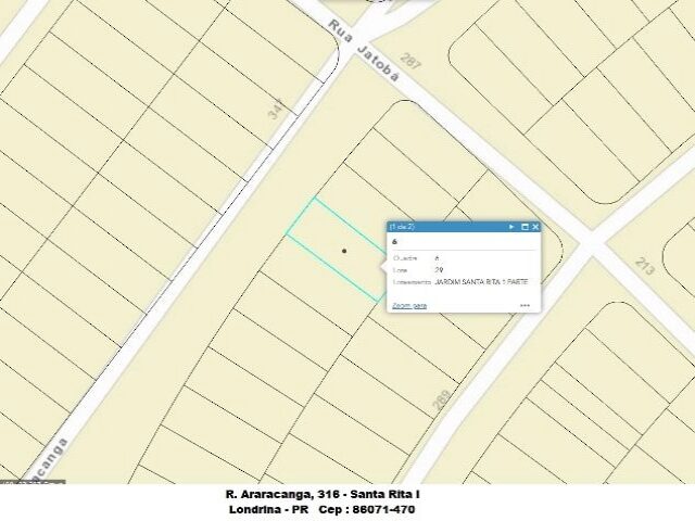 Imagem do imóvel UMA DATA DE TERRAS SOB Nº 29, DA QUADRA Nº VI, COM A ÁREA DE 292,60M² - RUA ARARACANGA, 316