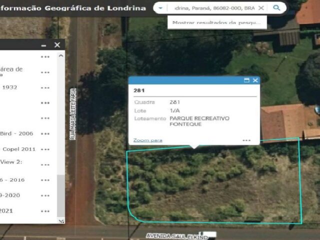 CHÁCARA DE TERRAS SOB Nº 01/B, COM A ÁREA DE 1.350,94M² - AVENIDA SAUL ELKIND, S/Nº, localizado em Londrina - PR, bairro Parque Recreativo Fontequé