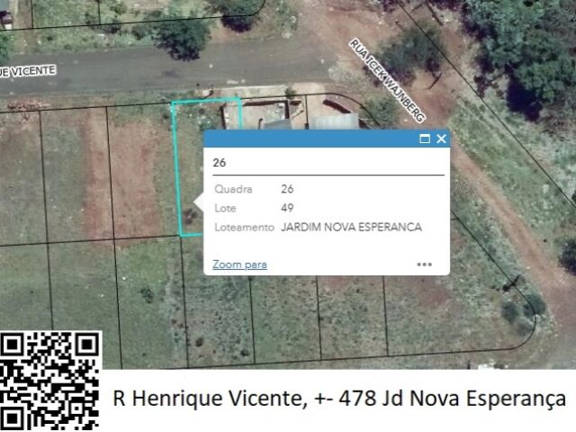 Imagem do imóvel DATA DE TERRAS Nº 49, DA QUADRA Nº 26, COM A ÁREA DE 200,00M² - RUA HENRIQUE VICENTE, S/Nº