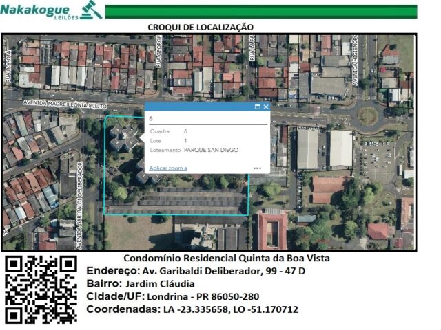 APARTAMENTO Nº 47, SITUADO NO 4º PAVIMENTO DO BLOCO D. PEDRO I, DO RESIDENCIAL QUINTA DA BOA VISTA - AVENIDA GARIBALDI DELIBERADOR, 99, localizado em Londrina - PR