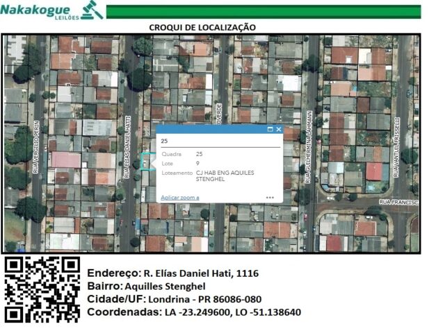 LOTE DE TERRAS SOB Nº 09, DA QUADRA Nº 25, COM A ÁREA DE 200,00M² - RUA ELIAS DANIEL HATTI, 1116, localizado em Londrina - PR