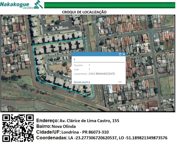 APARTAMENTO Nº 23, SITUADO NO 1º ANDAR OU 2º PAVIMENTO, DO BLOCO 10, DO RESIDENCIAL ANSELMO VEDOATO - AVENIDA CLARICE DE LIMA CASTRO, 155, localizado em Londrina - PR