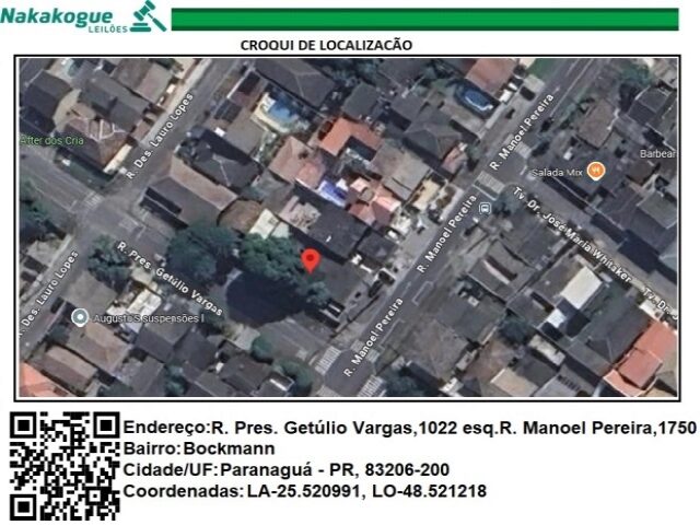 Lote 3308 imovel urbano: 01 lote de terras urbano, na rua presidente getulio vargas, 1.022, paranagua/pr, constante carta de data