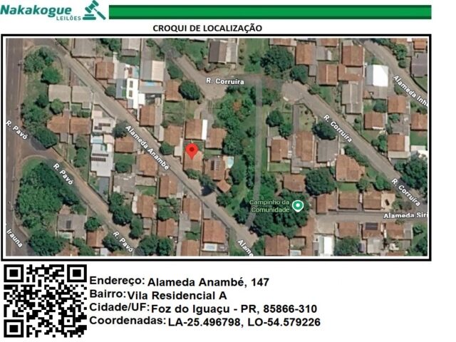 Imagem do imóvel ITEM 1, QUADRA 43, LOTE 288, ANAMBE, ALAMEDA, Nº 147, TERRENO (M2) 235,47, CASA (M2) 83,12, MATRICULA 54819, VILA A3