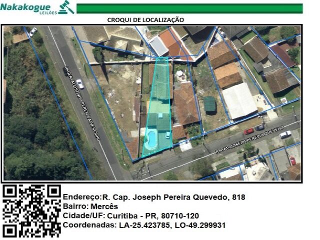 SOBRADO NA RUA CAPITAO JOSEPH PEREIRA QUEVEDO, 818, MERCES, CURITIBA/PR, localizado em Curitiba - PR, bairro Mercês