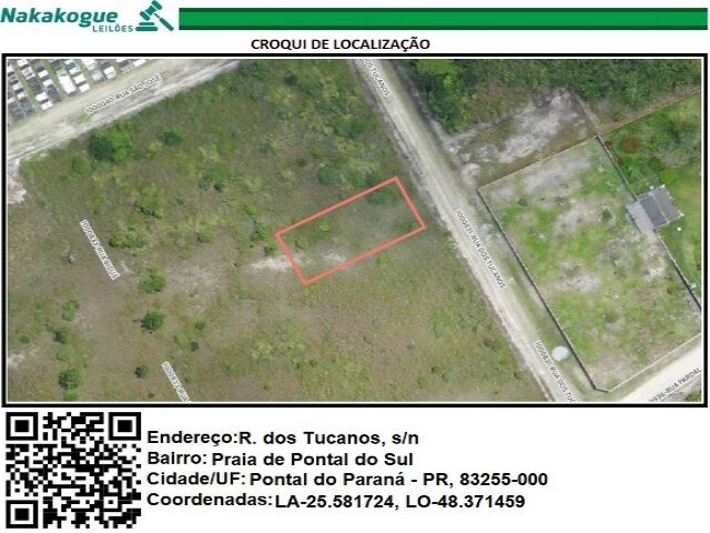 Imagem do imóvel UM TERRENO URBANO DESIGNADO PELO LOTE NO 13, DA QUADRA NO 26, DA PLANTA DO LOTEAMENTO CIDADE BALNEARIA PONTAL DO SUL, SI